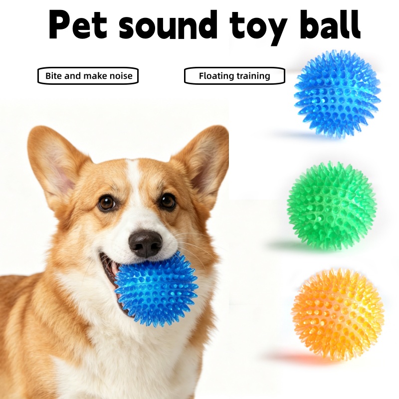 Interactive Squeaky Plush Dog Toy - Mainan Bola Berduri TPR untuk Mengunyah