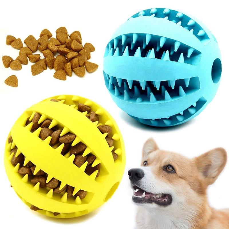 Rubber Treat Dispensing Dog Toy - Bola Mainan Anjing Interaktif, Bola Silikon